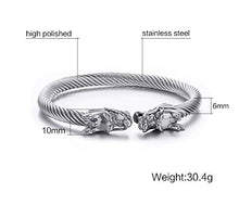 Carica l&#39;immagine nel visualizzatore di Gallery, Vnox Bracciale da uomo in cavo di acciaio inox, con teste Grey(silver) - Ilgrandebazar