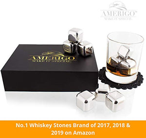 Esclusivo Whisky Stones Set di Regalo in Acciaio Inox - 8 Cubetti di...