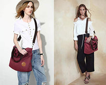 Carica l'immagine nel visualizzatore di Gallery, Myhozee Borsa Donna, Borse a Mano Tela Tracolla a Vino Rosso