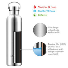 Carica l&#39;immagine nel visualizzatore di Gallery, Ryaco Bottiglia Termica per Acqua in Acciaio Inox 1000ml / 35oz, Argento
