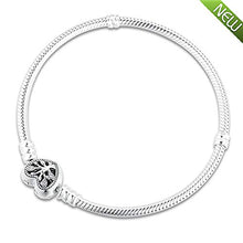 Carica l'immagine nel visualizzatore di Gallery, Regalo per la Festa della Mamma Bracciale a Catena con Cuore di Serpente per Donna 925 Argento Fai da Te Adatto per bracciali Pandora Originali Gioielli di Moda con ciondoli (18CM)