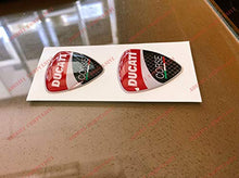 Carica l&#39;immagine nel visualizzatore di Gallery, Stemma logo decal DUCATI CORSE, coppia adesivi resinati, effetto 3D. Per...
