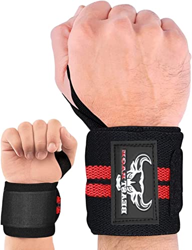 EVMT Fasce Per Polsi Da Sollevamento Pesi 45,7 Cm – Cinghie In Poliestere Con Velcro E Passante Pollice – Supporto Per Bodybuilding E Powerlifting - 3
