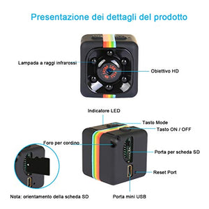 Mini Telecamera Spia Nascosta con Micro sd 32GB, Full HD 1080P Microcamera...