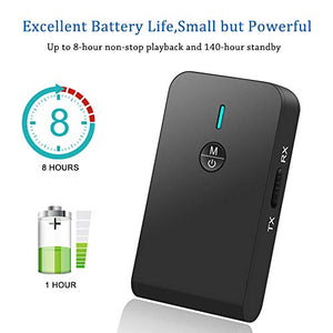 Trasmettitore Ricevitore Bluetooth 5.0, 2 in 1 Adattatore Nero