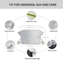 Carica l'immagine nel visualizzatore di Gallery, Ezlife Copertura Parabrezza Auto Inverno 720g Ultra Spessa Magnetico Protezione Parabrezza Antighiaccio Antigelo Telo Copri Parabrezza Auto Adatto SUV Ghiaccio Gelo 189x120cm