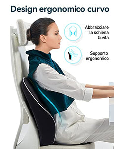 Travel Ease Cuscino Lombare Ergonomico, Supporto per la Schiena in Schiuma di Memoria per Seggiolino Auto Sedia da Ufficio, Schienale con Rivestimento Antistatico e Doppie Cinghie Regolabili, Nero