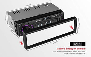 Autoradio Bluetooth RDS Stereo Avylet ieGeek, Luce dei Tasti a 7 Colori, 60WX4...