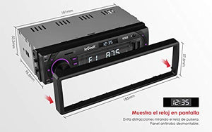 Autoradio Bluetooth RDS Stereo ieGeek, Luce dei Tasti a 7 Colori, 60WX4...