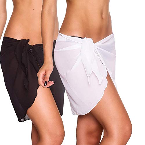 VDSOW 2 Pezzi Pareo Mare Donna, Bianco e Nero Mezzo Beach Cover up...
