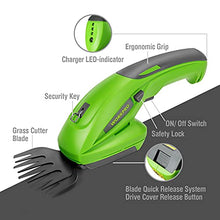 Carica l'immagine nel visualizzatore di Gallery, WORKPRO Forbici a Batteria 7,2V, Cesoia Elettrica a Batteria al Litio 1,5Ah, Larghezza di Taglio 90mm, Lunghezza di Taglio 120mm, Adatto al Giardino