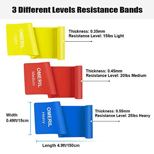 Set 5 Bande Elastiche Omeril Per Esercizi – Resistenza Multicolore Con Custodia E Libretto Istruzioni
