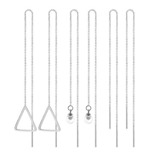 3 Paia Filo Ciondolare Orecchini Pendenti Catena da donna Orecchio Lineare... - Ilgrandebazar