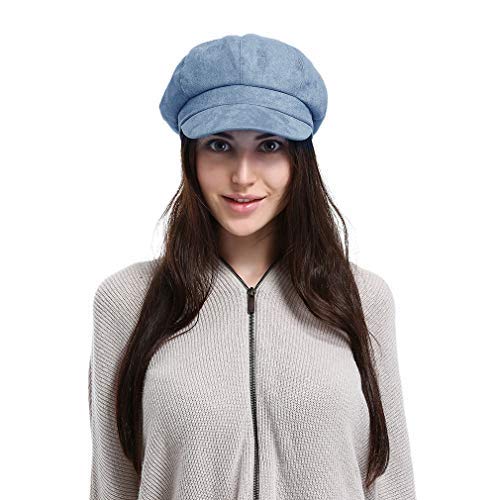 EOZY-Berretto con Visiera Donna Invernale Ottagonale Baschi Cappello M, Blu - Ilgrandebazar