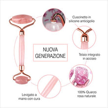 Carica l&#39;immagine nel visualizzatore di Gallery, Derma Roller Quarzo Rosa 100% Trattamento Viso Rilassante Linfodrenante... - Ilgrandebazar