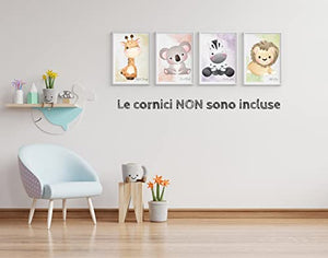 Stampe per Cameretta Bambini 4 Poster di Simpatici Cuccioli