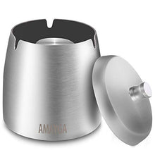 Carica l'immagine nel visualizzatore di Gallery, AMAYGA Grande Posacenere in Acciaio Inox con Coperchio,posacenere a Prova di...