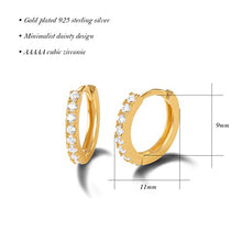 Carica l&#39;immagine nel visualizzatore di Gallery, Orecchini a Cerchio Donna in Argento Sterling 925 Placcato Oro con Bianca