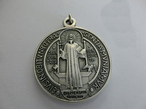 60.050.30 medaglia di san benedetto argento misura 48 mm con anello prete... - Ilgrandebazar