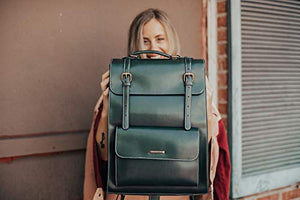 ECOSUSI Borsa Messenger in Pelle PU 15.6 Pollici Pollici, Verde scuro