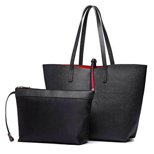 Miss Lulu Borsetta da Donna Grande Ecopelle Borsa a Tracolla Hobo Tote Nero