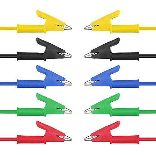 AIPERQ 5 Pezzi Morsetti A Coccodrillo Elettrici Con Cavi, Puntale Di Prova Morsetti A Coccodrillo Isolati 5 Colori 100 Cm 86443901 - Foto 4