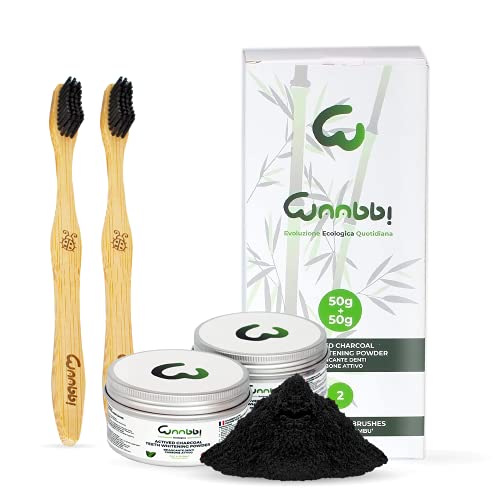 Carbone Attivo Sbiancante Denti Professionale 100g Dentifricio Carbone Vegetale Sbiancamento Pulizia Denti Polvere Sbiancante Teeth Whitening 2 Spazzolino Bamboo