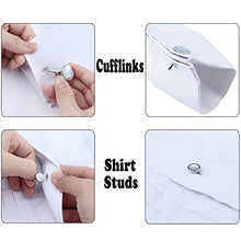Carica l&#39;immagine nel visualizzatore di Gallery, HAWSON, set di bottoni e gemelli in madreperla, per camicia da uomo, 6-Silver - Ilgrandebazar