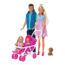 Carica l&#39;immagine nel visualizzatore di Gallery, Simba Love Welcome Family (Steffi incinta, Kevin, Evi) con 9 accessori,...