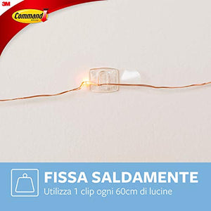 Command 17026CLR 20 Ganci Adesivi a Clip e 24 Strisce Biadesive, Trasparente