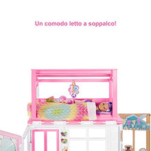Carica l&#39;immagine nel visualizzatore di Gallery, Barbie - Barbie Casa con bambola, a 2 piani e con 4 aree da gioco, completamente arredata, Giocattolo per Bambini 3+ Anni, HHY40
