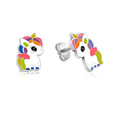 Carica l'immagine nel visualizzatore di Gallery, VU100, orecchini a perno a forma di unicorno, per donne e ragazze,... - Ilgrandebazar