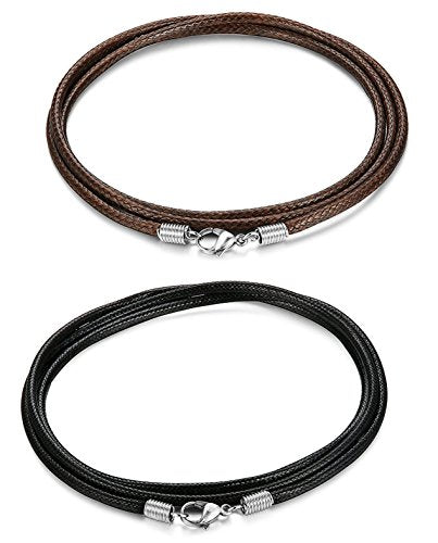 sailimue 2 Pezzi 2.5 mm Collana in Pelle per Uomo Donna Intrecciata Collana...