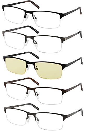 Amcedar 5-pack Occhiali da Lettura Uomo Mezza Cornice +2.00, 5 Colori Misti - Ilgrandebazar