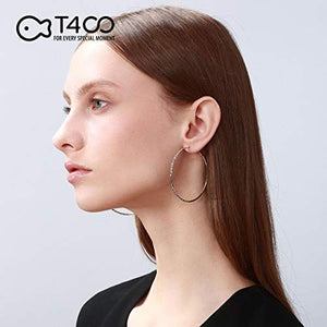 T400 Jewelers Orecchini Cerchio Argento Sterling 925 Diamond Cut Creoli 55mm