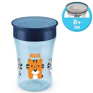 NUK Magic Cup Bicchiere Antigoccia per Bambini, Bordo 360°, 8+ Blu (Nu –