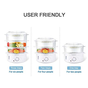Aigostar Fitfoodie 30CFO - Vaporiera con Timer, 3 cestini, 800W, BPA Free e... - Ilgrandebazar