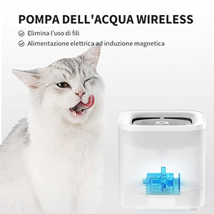 PETKIT CYBERTAIL Fontanella per Gatti, Fontanella per Gatti Senza Fili,25dB Silenziosa,Fontanella per Cani,con Luci A LED,3.0 Aggiornare l'elemento Filtrante,Pompa dell'Acqua Senza Fili,1.8 L