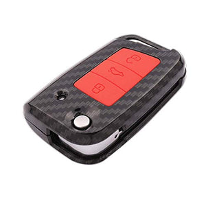 Happyit, guscio in fibra di carbonio+cover portachiavi Nero B+ rosso