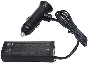 Voltmetro auto 3 in 1 - Batteria di tensione / ora / termometro - Ilgrandebazar