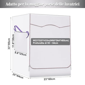 Coprilavatrice da Esterno Impermeabile, Coprilavatrice da Interno Spesso Argentato, Copri Lavatrice Esterni con Apertura Anteriore, Copri Asciugatrice da Esterno Protezione Solare, 60 * 64 * 85 CM