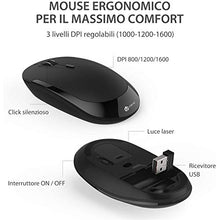 Carica l&#39;immagine nel visualizzatore di Gallery, iClever Tastiera e Mouse Wireless - e Portatili Nero