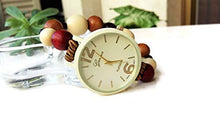 Carica l&#39;immagine nel visualizzatore di Gallery, Orologio da polso bracciale elastico con perle legno marrone beige bordeaux... - Ilgrandebazar