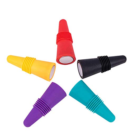 Rmeet Tappo Vino Silicone,5 Pezzi di Bottiglia Colori 5 Pack - Ilgrandebazar
