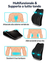 Carica l&#39;immagine nel visualizzatore di Gallery, Travel Ease Cuscino Lombare Ergonomico, Supporto per la Schiena in Schiuma di Memoria per Seggiolino Auto Sedia da Ufficio, Schienale con Rivestimento Antistatico e Doppie Cinghie Regolabili, Nero