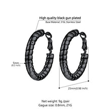 Carica l&#39;immagine nel visualizzatore di Gallery, PROSTEEL Orecchini Cerchio Donna Ornati Delicati Eleganti, 01 Nero (25mm) - Ilgrandebazar