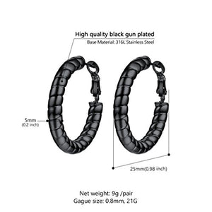 PROSTEEL Orecchini Cerchio Donna Ornati Delicati Eleganti, 01 Nero (25mm) - Ilgrandebazar