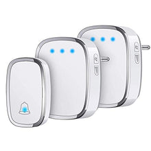 Carica l'immagine nel visualizzatore di Gallery, YYQ Campanello Senza Fili da Esterno Impermeabile IP44, Wireless Doorbell con Raggio d’Azione 300M, Indicatore LED, 1 Trasmettitore Pulsante e 2 Ricevitori, 5 Volume Regolabile, 36 Suonerie (Bianco)