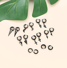 Carica l&#39;immagine nel visualizzatore di Gallery, YADOCA 8 Paia Acciaio Inossidabile Orecchini Uomo Nero Argento Punk