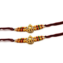 Carica l'immagine nel visualizzatore di Gallery, Bignay Set di 2 fili Raksha Bhandan fatti a mano Rakhi, Multi Stone Rakhi - 4 - Ilgrandebazar
